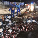 Bier landet auf B96 bei Neschwitz