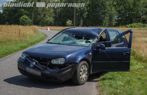 Steinitz: Traktor kracht gegen entgegen kommenden Golf