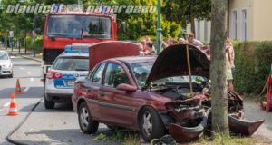 Radeberg: Auto kracht auf der Badstraße gegen Baum