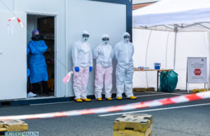 Drive-In für Corona-Tests in Dresden eingerichtet