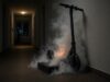 E-Scooter-Akku löst Wohnungsbrand aus – drei Rauchgasverletzte Symbolbild: E-Scooter mit rauchendem Lithium-Akku im Wohnungsflur. Foto: Symbolbild (KI)/FerencSymbolbild: E-Scooter mit rauchendem Lithium-Akku im Wohnungsflur